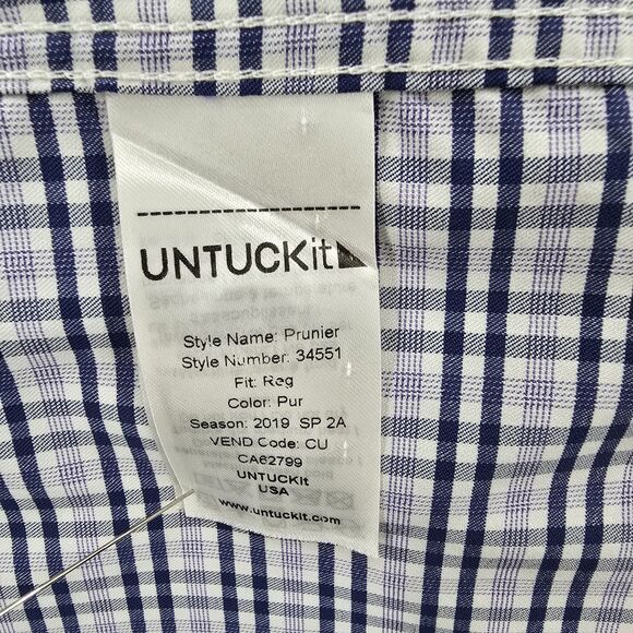 UNTUCKit Prunier Blue Check Short Sleeve Shirt Men's XXXL - Picture 5 of 6
